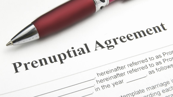 closeup of a marriage prenuptial agreement