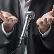 business or politician presentation with microphone
