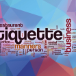 Etiquette word cloud with abstract background