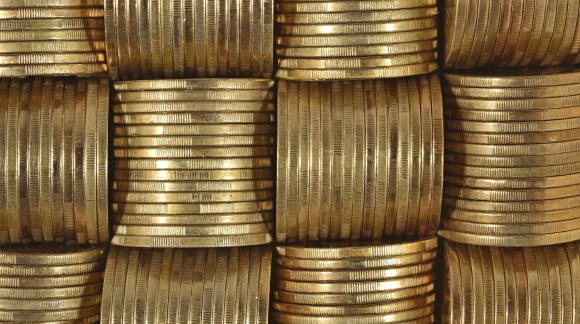 Background of the coins close up as background